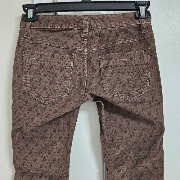 Free People Corduroy Skinny Pants Women's 25 (27x28) Floral Print Low-Rise EUC - Picture 8 of 9